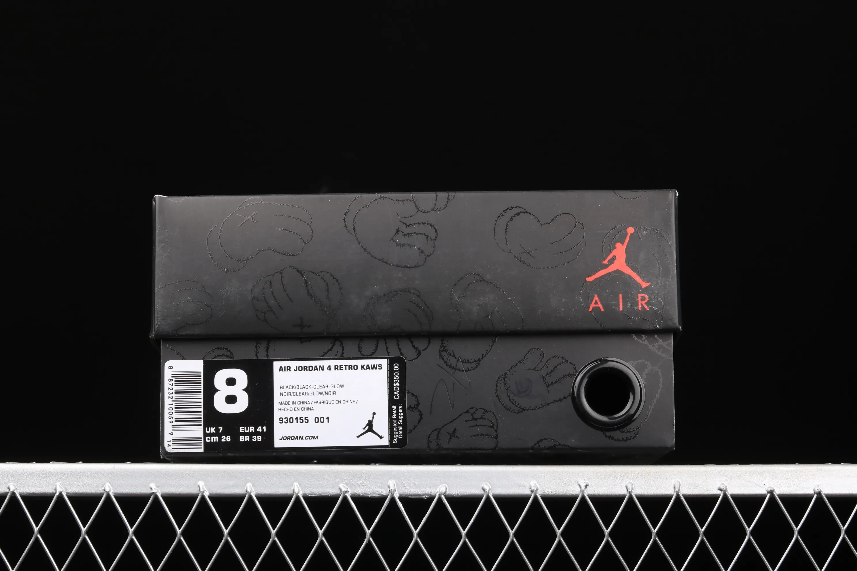 All categories Air Jordan Jordan series basketball shoes Air Jordan 4 Pure original Kaws x Air Jordan 4 Black AJ4 black suede luminous limited edition 930155-001
